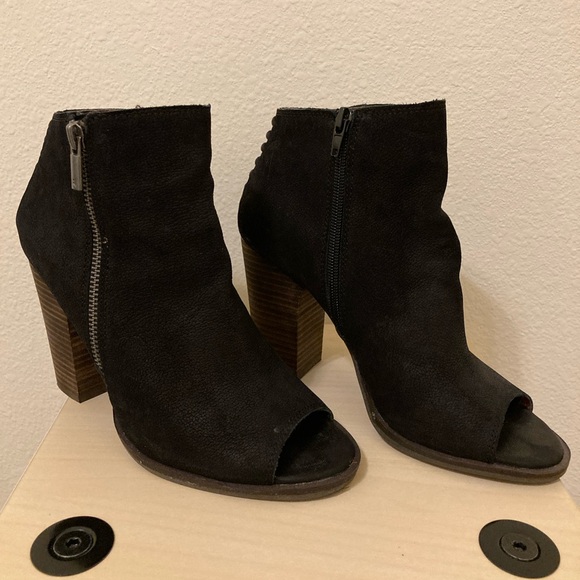 Lucky Brand Black Peep-Toe Ankle Booties - Picture 2 of 11